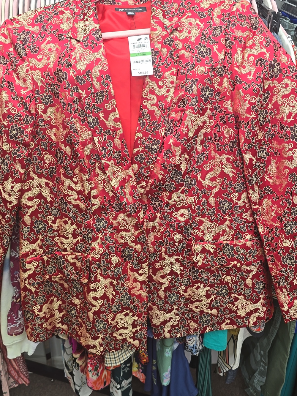 🐢INC International Concepts Jacquard One-Button Blazer SZ Lrg Fits MED Best - Picture 5 of 5